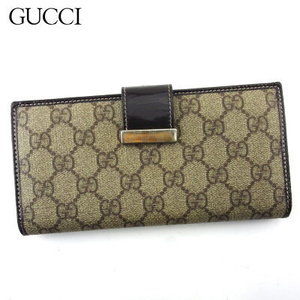 Gucci long Wallet GG Supreme beige brown patent leather